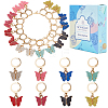 SUNNYCLUE 16Pcs 8 Colors Alloy Enamel Butterfly Charm Locking Stitch Markers HJEW-SC0001-30-1