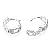 Brass Micro Pave Clear Cubic Zirconia Hoop Earrings EJEW-C121-16P-2