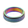 201 Stainless Steel Sand Blast Rotating Finger Ring RJEW-N043-06M-2