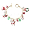 Christmas Theme Alloy Enamel Charm Bracelets for Women BJEW-JB11111-1