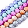 Opaque Baking Painted Crackle Glass Beads Strands EGLA-S174-33A-1