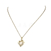 Ocean Brass Micro Pave Clear Cubic Zirconia and Natural Pearl Heart Dolphin Pendant 304 Stainless Steel Cable Chain Necklaces for Women NJEW-JN06262-2