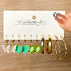 5 Pairs Alloy Hoop Earring Sets WG6DB3C-30-1