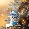 Cat with Book Acrylic Pendant Decorations PW-WG2DD04-01-3