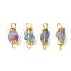 304 Stainless Steel & Raw Rough Natural Fluorite Connector Charms PALLOY-JF06001-1