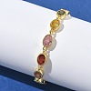 Oval Brass Pave Cubic Zirconia Link Chain Bracelets for Women BJEW-P385-02G-3