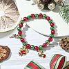 Christmas Bell & Candy Cane & Deer Alloy Enamel Charm Bracelets BJEW-JB10823-2