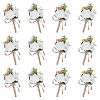 12Pcs Silk Cloth Rose Flower Boutonniere Brooch AJEW-GO0004-28-1