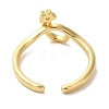 Star Rack Plating Brass Open Cuff Finger Rings for Women RJEW-L123-012G-3