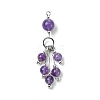 Natural Amethyst Round Tassel Big Pendants PALLOY-JF03281-05-1