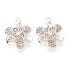 Brass Micro Pave Clear Cubic Zirconia Pendants KK-T077-30S-1