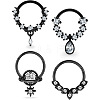 4Pcs 4 Styles 316L Surgical Stainless Steel Clear Cubic Zirconia Nose Rings WG79525-04-2