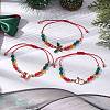 3Pcs 3 Styles Christmas Glass Braided Bead Bracelet Sets BJEW-JB10892-2