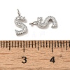 Initial Letter Brass Micro Pave Cubic Zirconia Pendants ZIRC-F008-S-3