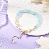 Beachy Natural white Jade Chip Beads & Synthetic Turquoise Charm Bracelets BJEW-JB14140-02-2