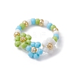 3Pcs 3 Color Glass Seed Beaded Stretch Rings Sets. Flower Stackable Rings RJEW-JR00617-3