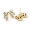 Clear Cubic Zirconia Bowknot Stud Earrings EJEW-F298-08G-2