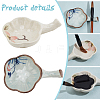 2Pcs 2 Styles Flower Shape Ceramics Ink Plate with Handle AJEW-PH0011-62-4