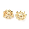 Flower Brass Micro Pave Clear Cubic Zirconia Bead Caps KK-A254-01A-G-1