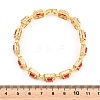 Square Brass Micro Pave Clear Cubic Zirconia and Glass Link Chain Bracelets BJEW-T025-04G-01-3