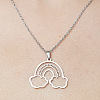 Non-Tarnish 201 Stainless Steel Hollow Rainbow & Cloud Pendant Necklace NJEW-OY001-87-1