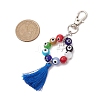 3Pcs Handmade Lampwork Evil Eye & Polyester Tassel Pendant Decorations HJEW-JM02821-5