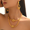 Vintage Iron Hollow Round Pendant Necklace and Earring Set for Women Stylish Jewelry Collection JY4522-4
