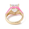 Clear Cubic Zirconia Heart Adjustable Ring with Enamel RJEW-F124-09-G-4