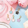 Alloy Enamel Dog Paw Print Pendant Decorations X-HJEW-JM03746-1