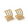 Clear Cubic Zirconia Arch with Diamond Dangle Stud Earrings EJEW-C040-02G-2