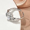 Brass Micro Pave Cubic Zirconia Cuff Open Rings RJEW-C163-04P-3