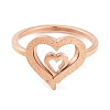 304 Stainless Steel Heart Finger Ring for Women RJEW-C086-21-RG-2