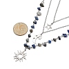 201 Stainless Steel Sun Moon Star Pendant Natural Lapis Lazuli & 304 Stainless Steel Link Chain 3 Layer Necklaces for Women NJEW-JN05470-04-3