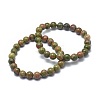 Natural Unakite Bead Stretch Bracelets X-BJEW-K212-A-006-7