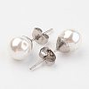 Shell Pearl Ball Stud Earring Findings X-EJEW-JE02370-01-2