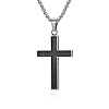 304 Stainless Steel Religion Cross Pendant Box Chain Necklaces for Men WGC31A9-01-1