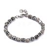Natural Map Stone & Magnetic Synthetic Hematite Round Beaded Bracelet X-BJEW-P339-02P-02-1