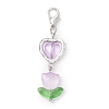 Heart Tulip Glass Beads Pendant Decorations HJEW-JM02952-4