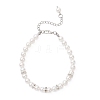Round Shell Pearl & Brass Rhinestone Beaded Bracelet for Women BJEW-JB12871-2