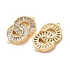 Brass Pave Clear Cubic Zirconia Connector Charms CU-CBA4579-25G-3