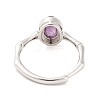 Oval Natural Amethyst Adjustable Rings RJEW-Q817-04P-03-3