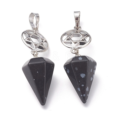 Natural Snowflake Obsidian Pendants G-O194-04-1