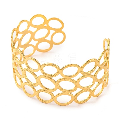 304 Stainless Steel Open Cuff Bangles for Women LS-BJEW-G711-01F-G-1