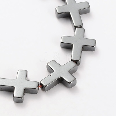 Electroplate Gorgeous Cross Non-magnetic Synthetic Hematite Beads Strands G-L268-11-1