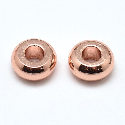 Brass Flat Round Spacer Beads KK-M085-14RG-NR-1