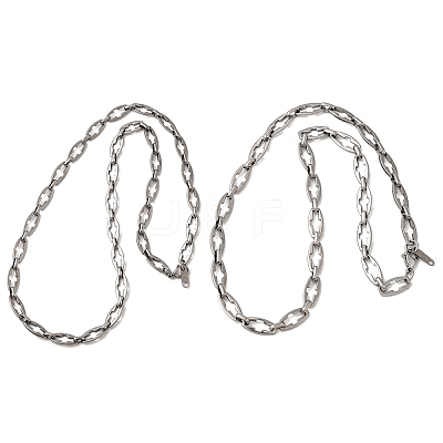 2Pcs 2 Styles 304 Stainless Steel Cross Link Chain Necklaces for Couple NJEW-JN05431-1