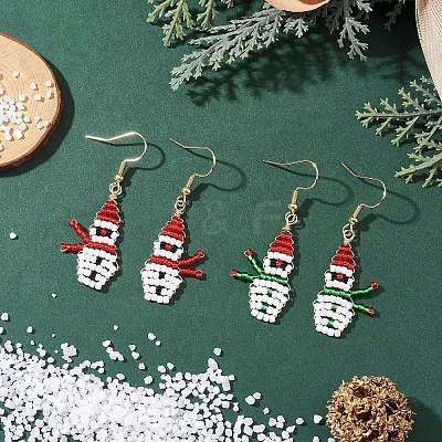 2 Pairs TOHO Round Seed Beads Dangle Earrings EJEW-MZ00566-1