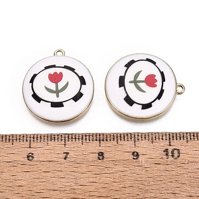 Printed Alloy Enamel Pendants ENAM-N072-03KCG-04-1