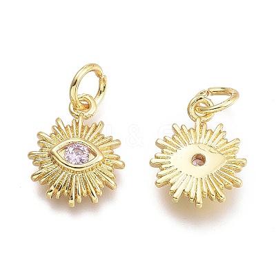 Brass Micro Pave Cubic Zirconia Pendants KK-P187-16G-G-1