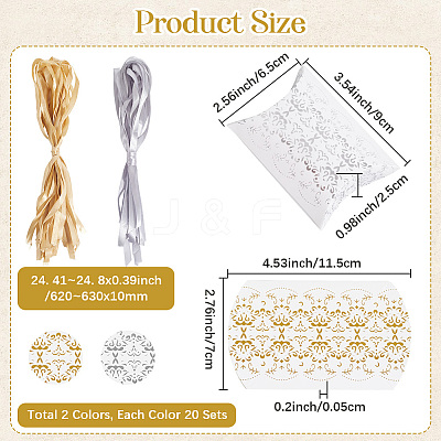 40Sets 2 Colors Hot Stamping Pillow Cardboard Paper Printed Candy Boxes CON-BBC0001-13B-1